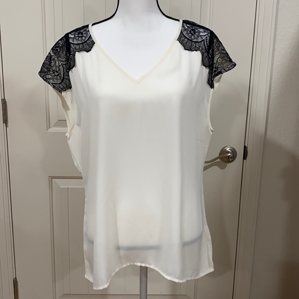 Banana Republic Black & White Sheer Blouse